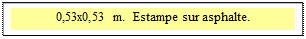Zone de Texte: 0,53x0,53 m.  Estampe sur asphalte. 