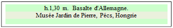 Zone de Texte: h.1,30 m.  Basalte d'Allemagne.
Muse Jardin de Pierre, Pcs, Hongrie

