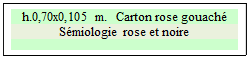 Zone de Texte: h.0,70x0,105 m.  Carton rose gouaché
Sémiologie rose et noire


