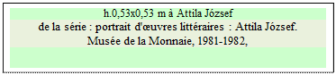 Zone de Texte: h.0,53x0,53 m à Attila József 
de la série : portrait d'œuvres littéraires : Attila József.
Musée de la Monnaie, 1981-1982, 

