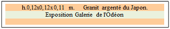 Zone de Texte: h.0,12x0,12x0,11 m.     Granit argent du Japon. 
Exposition Galerie de l'Odon

